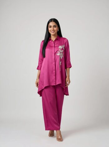 Barara Pink Embroidered Cord Set