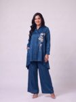 Barara Navy Embroidered Cord Set