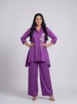 Barara Purple Embroidered Cord Set