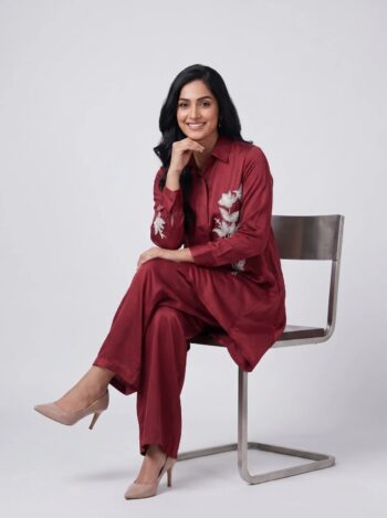 Barara Maroon Embroidered Kurta Set