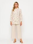 House of S white Ivory Floral Embroidered Shirt
