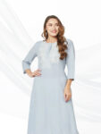 Light Blue Embroidered Straight Kurta