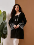 Barara Black & White Embroidered Kurta Set