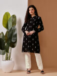 Barara Black Ikat Print Kurta