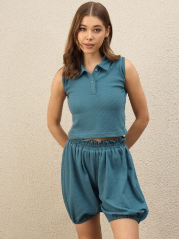 Premium Women Polo Top Shorts Co-ord Set