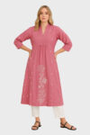 Barara women’s Pink Embroidered Kurta Dress