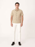 House of S Men’s Beige Utility Short-Sleeve Shirt