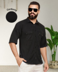 Men Black Textured Drop Shoulder Oversized Tshirt