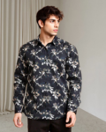 Men Printed Cotton Cut Away Collar Casual Shirt
