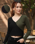 Rigo Women Colorblock Full Sleeves Crop Top