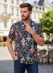 Men Printed Rayon Cut Away Collar Casual Shirt