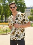 Men Printed Rayon Cut Away Collar Casual Shirt
