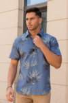 Men Printed Cotton Cut Away Collar Casual Shirt