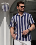 Men Printed Cotton Cut Away Collar Casual Shirt